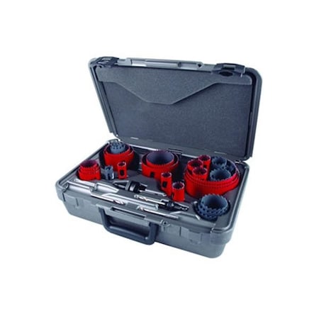 M.K. MORSE Hole Saw Kit, Electricians Combination, 29 pc, 1-15/16 in Cutting Depth, Variable Pitch, Bi-Metal,  MHSELE01